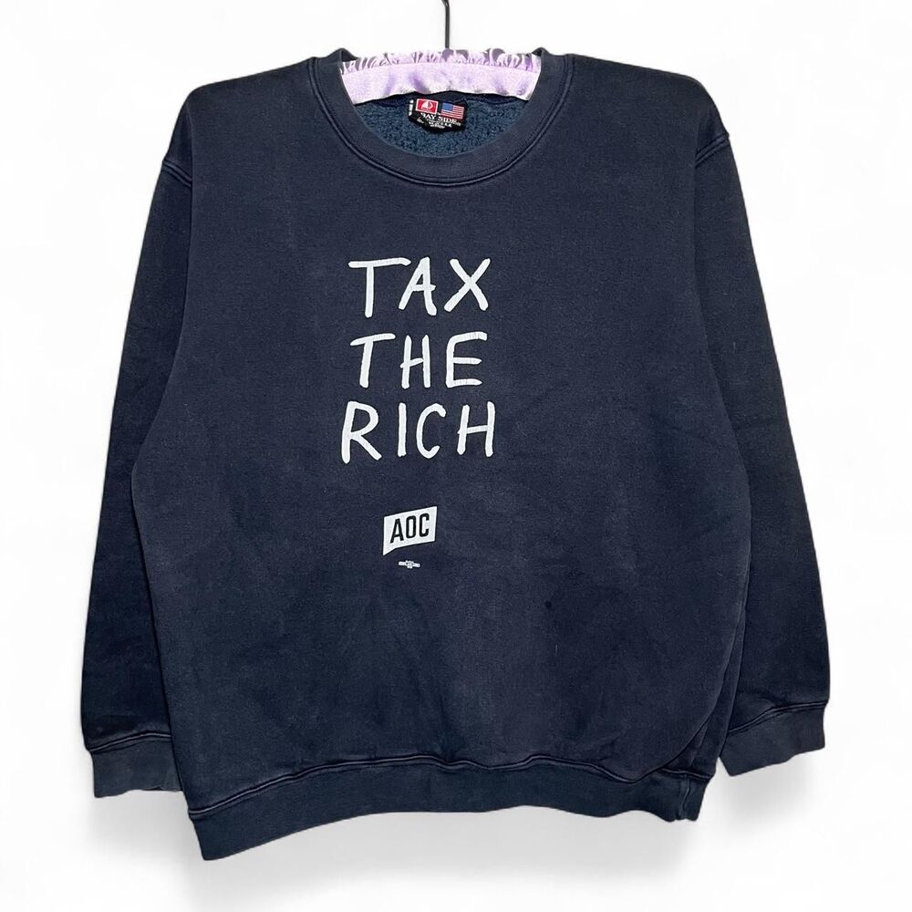 Vintage Y2K 00s Tax The Rich Anarchy Grunge Skater Rebel Parody Sweatshirt Sz M